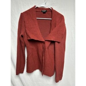 VTG  Clothes By Revue Single Button Cardigan 100% Wool Rust Color Shawl Collar L